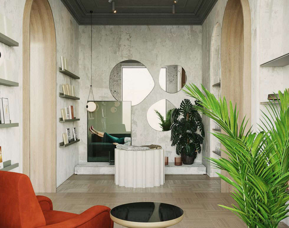 深圳市龍崗區(qū)平湖復古風定制服裝店墻面鏡子設計