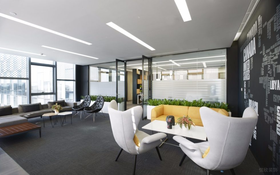 深圳福田大百匯廣場3500平方米工業(yè)主義現(xiàn)代風(fēng)辦公室裝修案例會(huì)客接待室效果圖