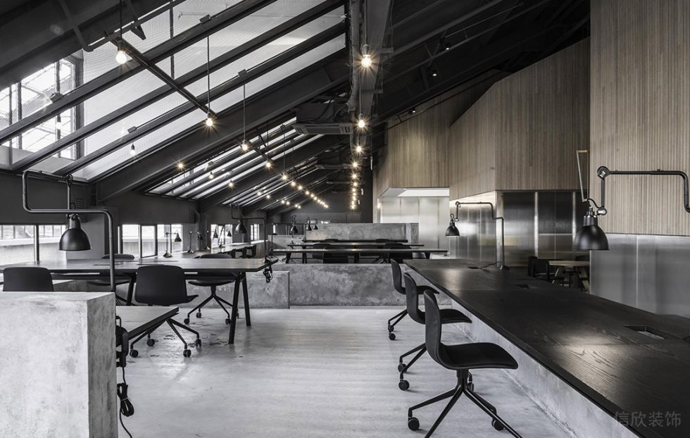 深圳龍崗深澳國際文化產(chǎn)業(yè)園800平方米工業(yè)主義簡約風(fēng)辦公室裝修案例綜合辦公廳效果圖
