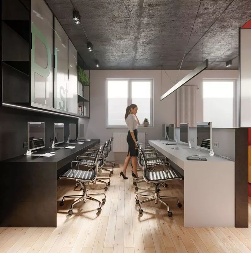 深圳羅湖中民時(shí)代廣場(chǎng)150平方米多彩簡(jiǎn)約風(fēng)辦公室裝修案例辦公區(qū)效果圖