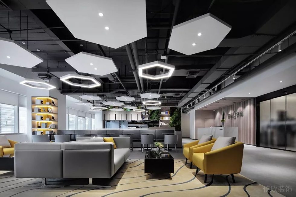 深圳南山天瓏大廈3000平方米簡約主義自然風(fēng)辦公室裝修案例大堂接待廳