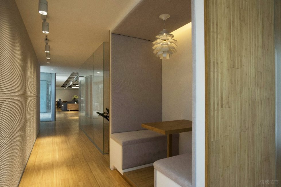 深圳南山陽光粵海大廈2800平方米現(xiàn)代主義自然風(fēng)辦公室裝修案例過道休閑卡座