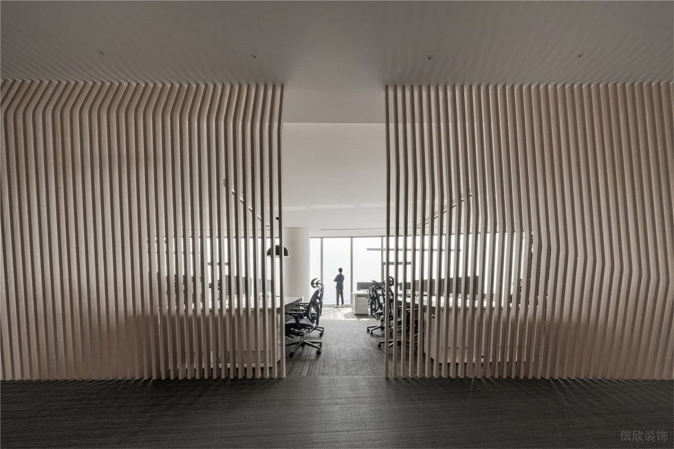 會(huì)議室長條方木格柵屏風(fēng)隔斷