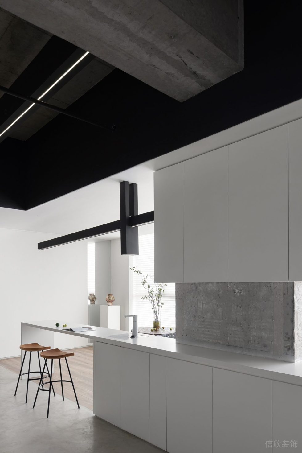 嘉安達大廈北歐工業(yè)風辦公室裝修設(shè)計 白色烤漆木休閑吧臺