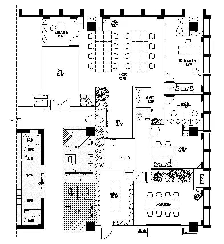 京基濱河時代大廈現(xiàn)代簡約風(fēng)辦公室裝修案例 平面布置圖