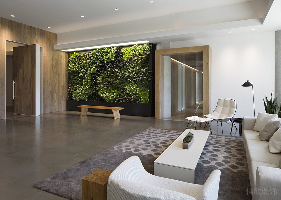 深圳寶安匯聚創(chuàng)新園1000平方米淺色調(diào)原木簡(jiǎn)約風(fēng)辦公室裝修案例接待廳翠綠色植物背景墻 深圳寶安匯聚創(chuàng)新園1000平方米淺色調(diào)原木簡(jiǎn)約風(fēng)辦公室裝修案例接待廳翠綠色植物背景墻