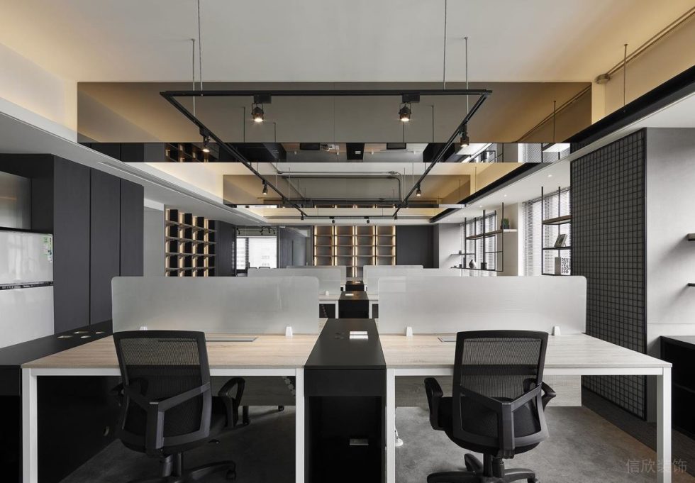 深圳龍崗福民達(dá)科創(chuàng)中心黑白灰極簡風(fēng)設(shè)計理念辦公室裝修案例辦公區(qū)效果圖