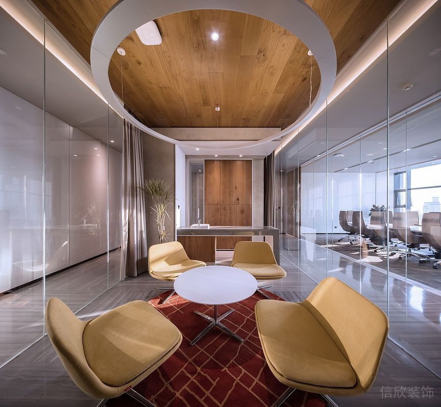 深圳龍崗萬國(guó)城大廈簡(jiǎn)約現(xiàn)代風(fēng)設(shè)計(jì)特色辦公室裝修案例洽談室效果圖