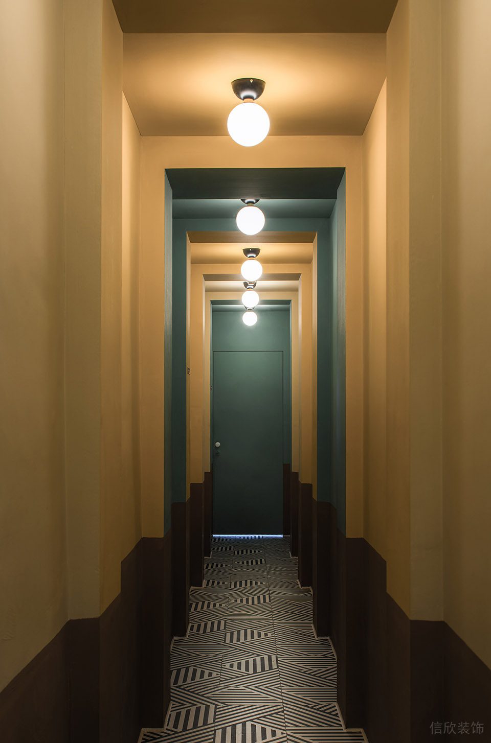 深圳南山洞穴造型餐廳黃藍(lán)色過道裝修設(shè)計(jì)