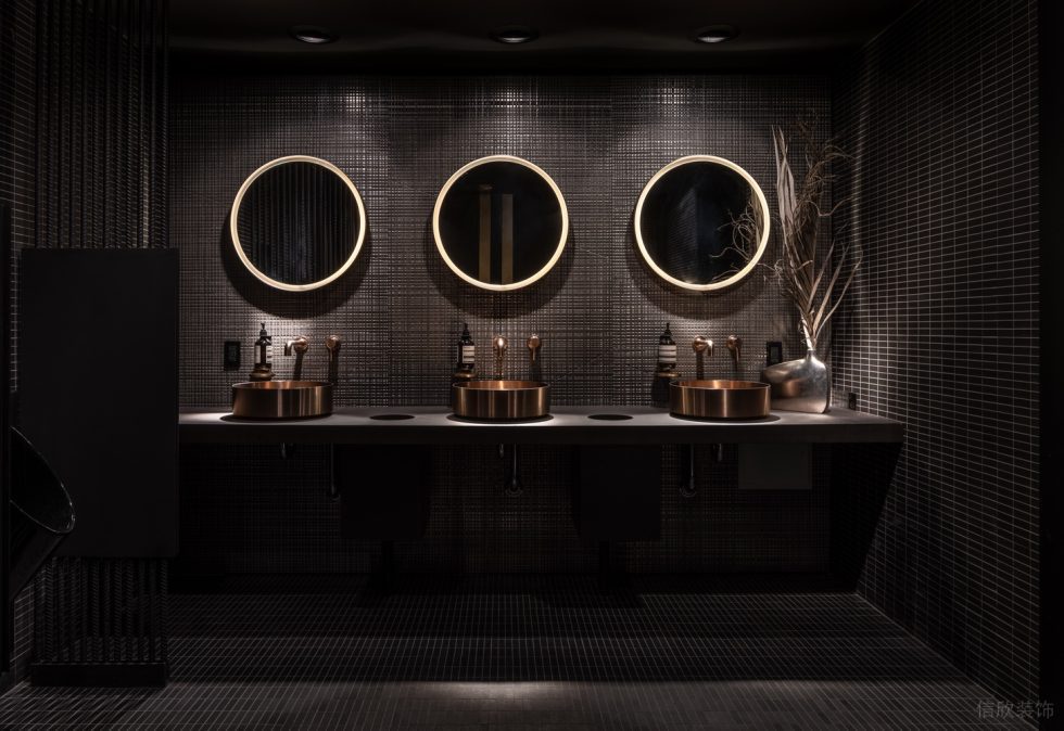 深圳南山黑色金屬高雅酒吧洗手臺裝修設(shè)計