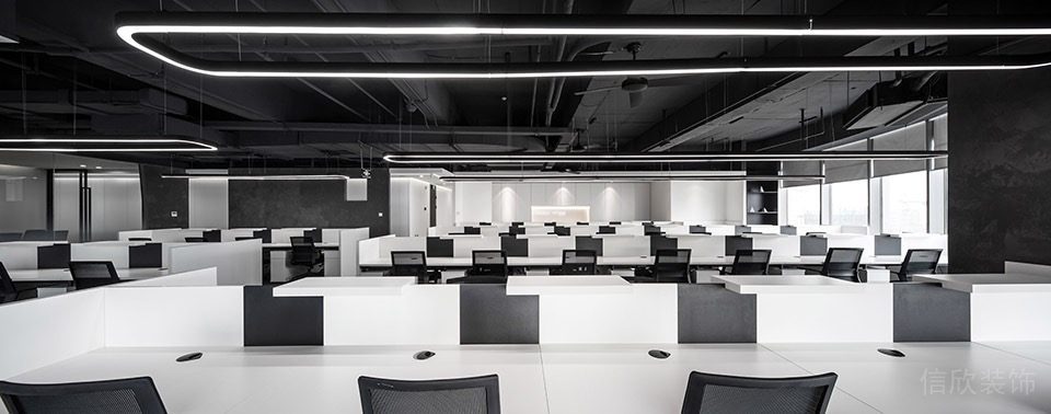 深圳南山豪威科技大廈1500平方米黑白灰現(xiàn)代極簡風(fēng)辦公室裝修案例黑白灰色調(diào)辦公大廳