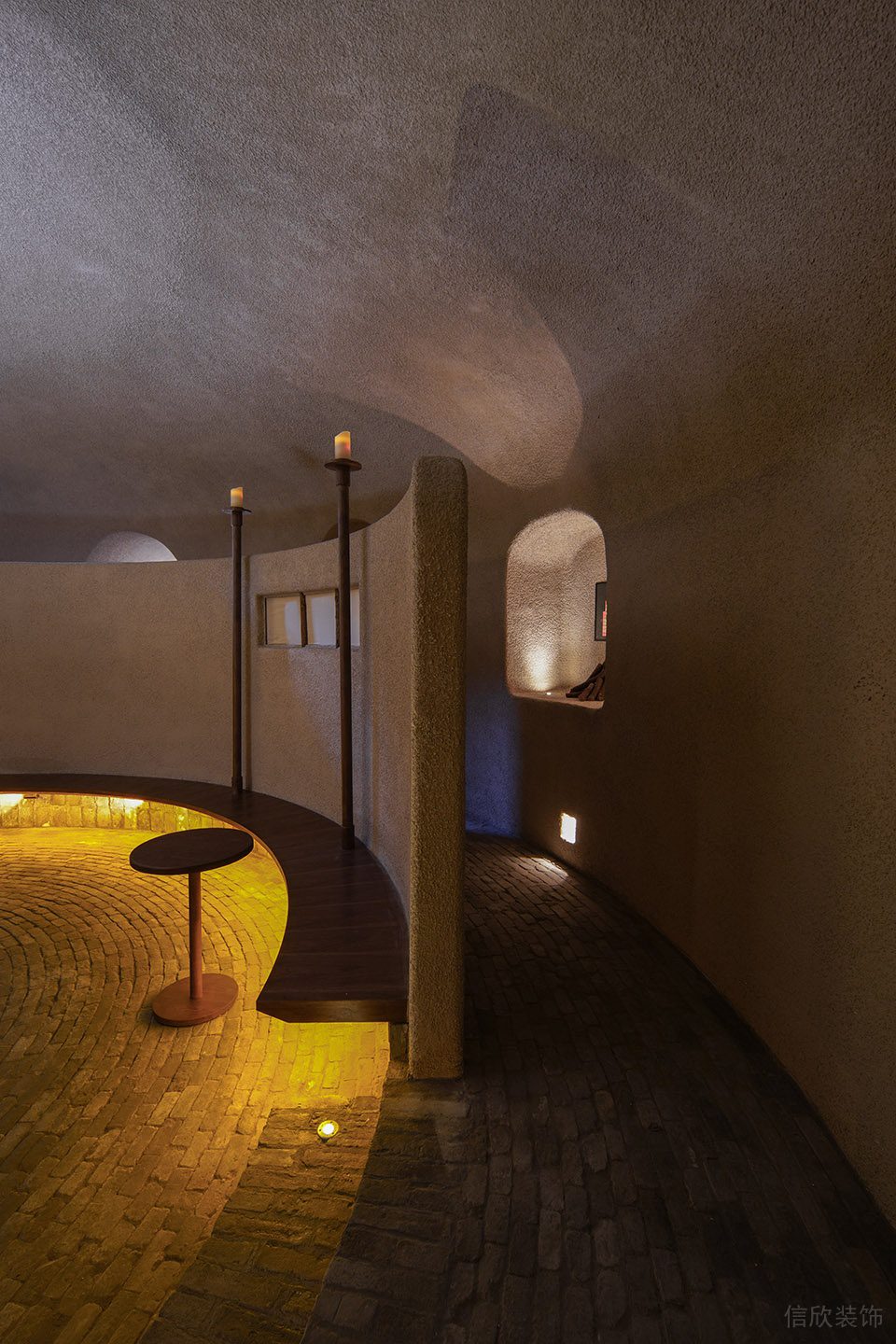 深圳南山區(qū)復(fù)古風茶室環(huán)形空間裝修設(shè)計