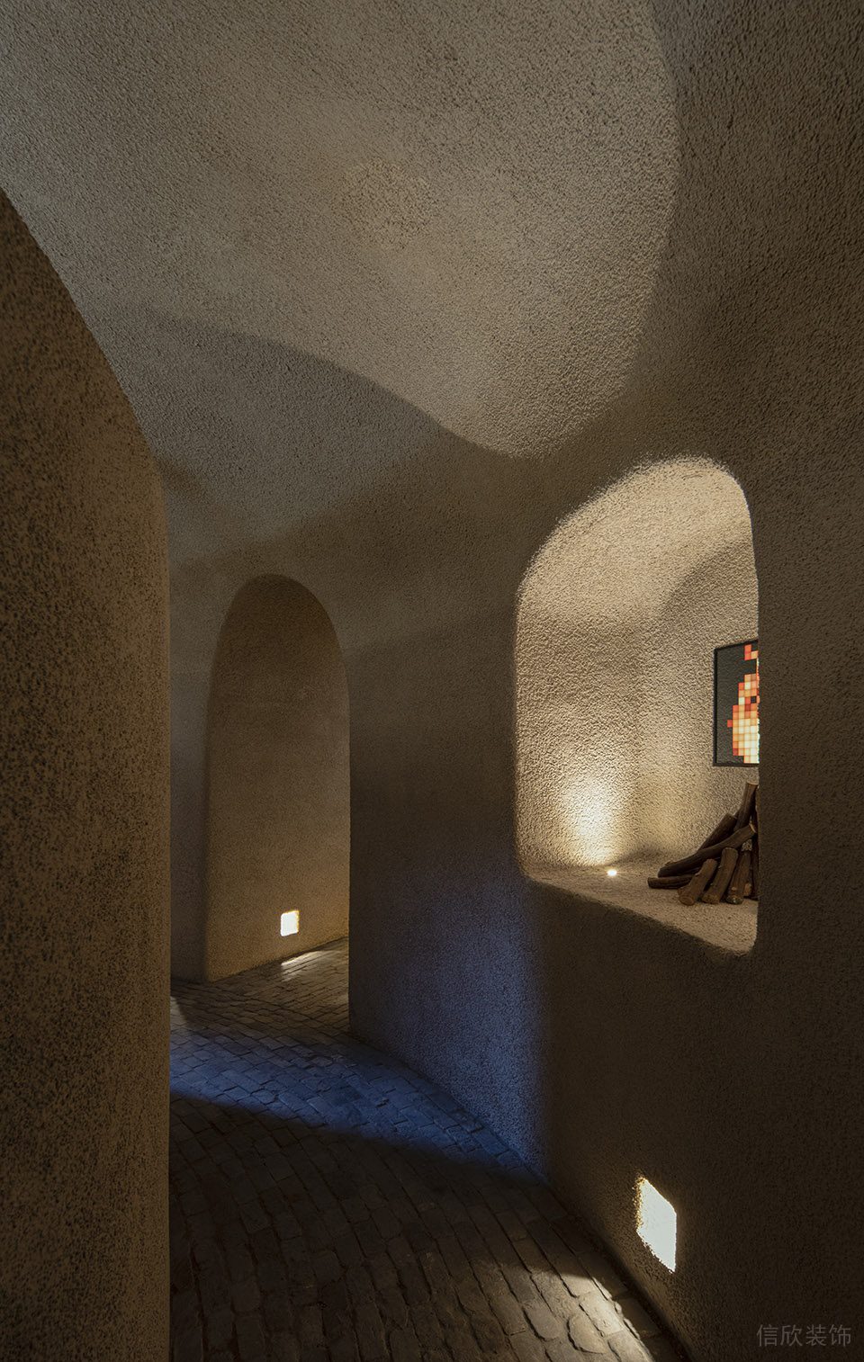 深圳南山區(qū)復(fù)古風茶室幽靜過道裝修設(shè)計