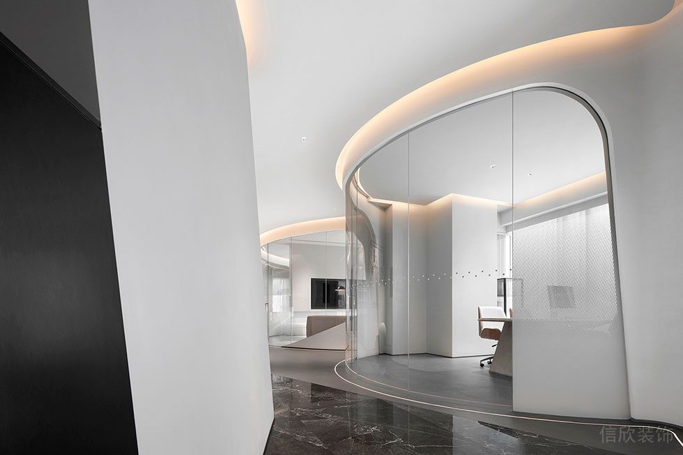 深圳南山區(qū)西麗街道天瓏大廈現(xiàn)代輕奢風(fēng)格辦公室裝修設(shè)計(jì)風(fēng)格 過道 (2)