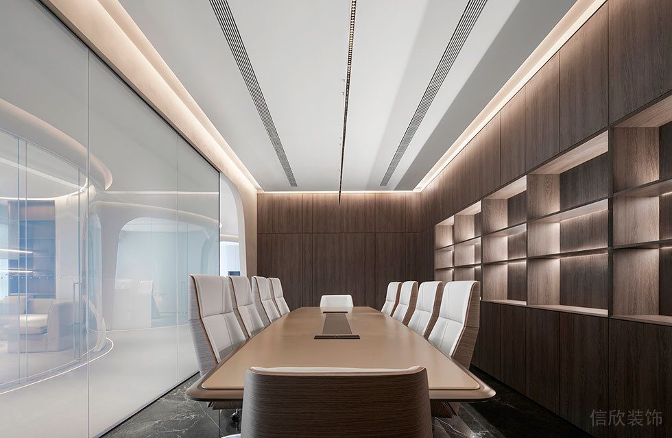 深圳南山區(qū)西麗街道天瓏大廈現(xiàn)代輕奢風(fēng)格辦公室裝修設(shè)計(jì)風(fēng)格 會(huì)議室