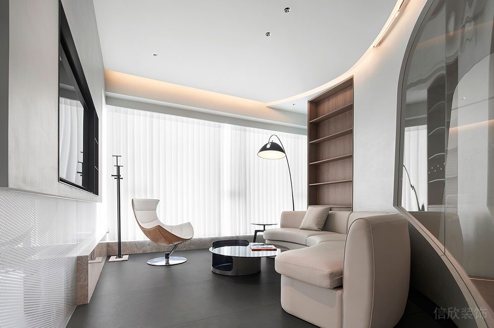 深圳南山區(qū)西麗街道天瓏大廈現(xiàn)代輕奢風(fēng)格辦公室裝修設(shè)計(jì)風(fēng)格 休息區(qū) (2)