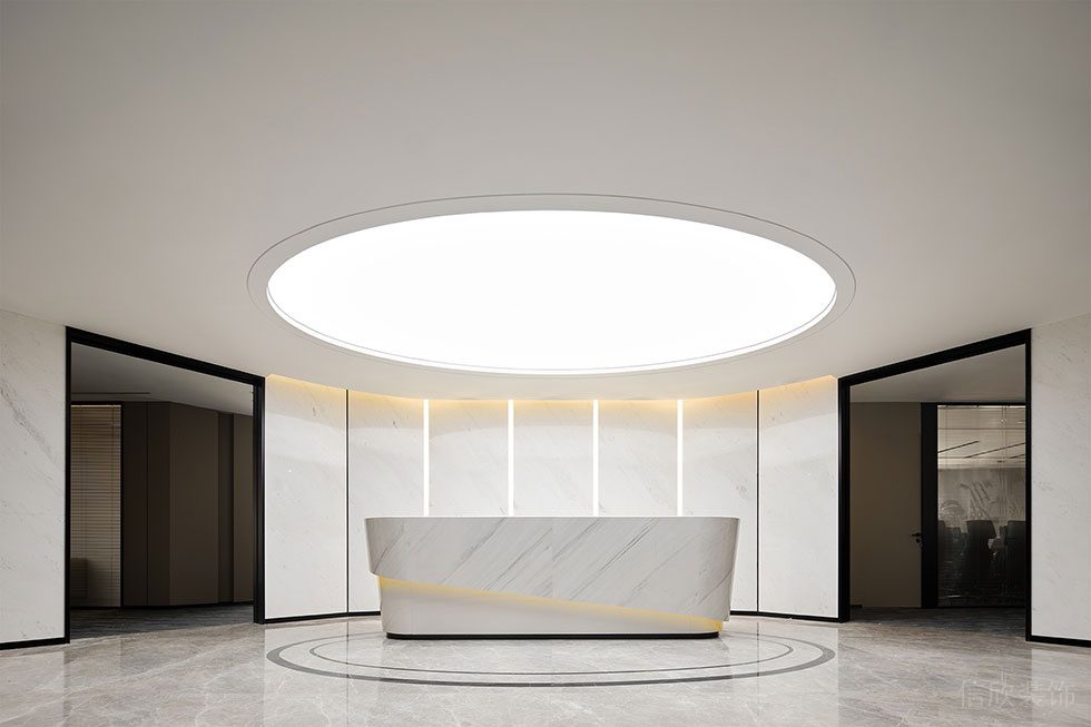 深圳南山中心區(qū)天利中央廣場現(xiàn)代極簡風(fēng)辦公室裝修工程 前臺服務(wù)臺