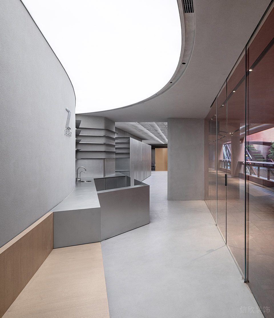 深圳市福田區(qū)筆架山z Zest美發(fā)沙龍裝修設(shè)計效果圖-地坪漆拼接過道