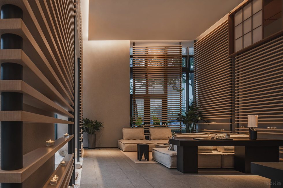 深圳市福田區(qū)保稅區(qū)新中式風蘭美容抗衰中心裝修設計實景效果圖-接待大廳