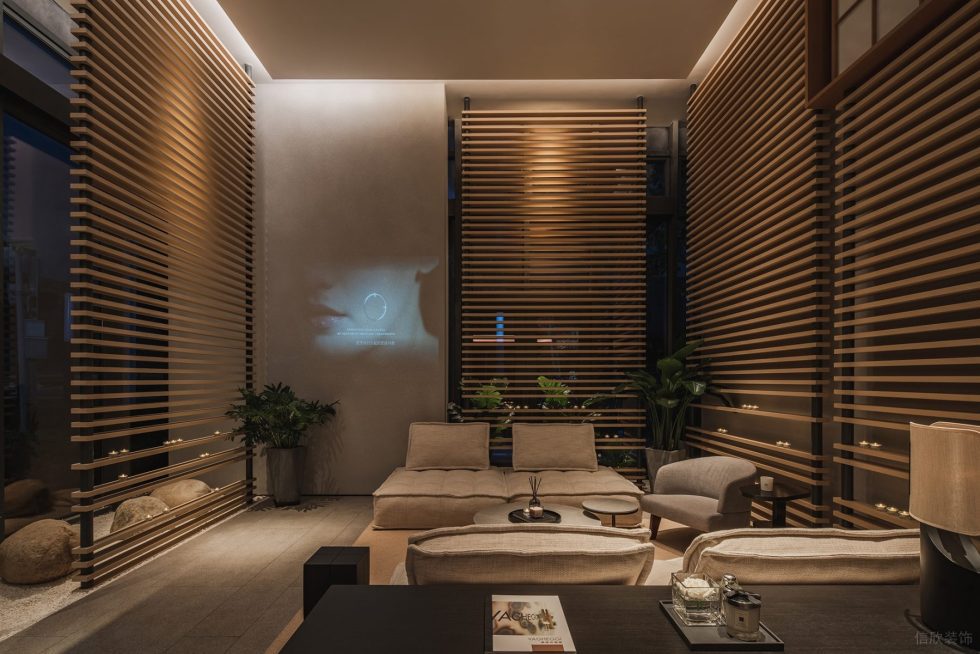 深圳市福田區(qū)保稅區(qū)新中式風蘭美容抗衰中心裝修設計實景效果圖-接待大廳二