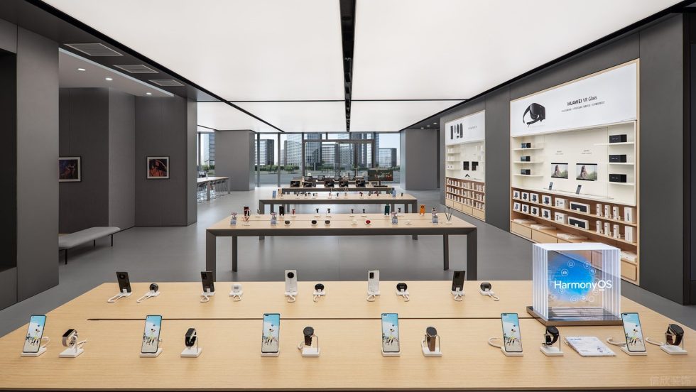 深圳市福田區(qū)上下沙現(xiàn)代風華為k11旗艦店裝修設計-原木風手機展示桌 深圳市福田區(qū)上下沙現(xiàn)代風華為k11旗艦店裝修設計-原木風手機展示桌