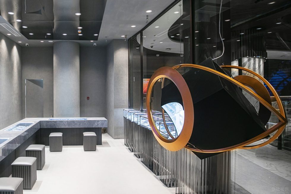 深圳市羅湖區(qū)蔡屋圍現(xiàn)代風(fēng)買手店體驗(yàn)店裝修設(shè)計(jì)-天然大理石首飾展柜