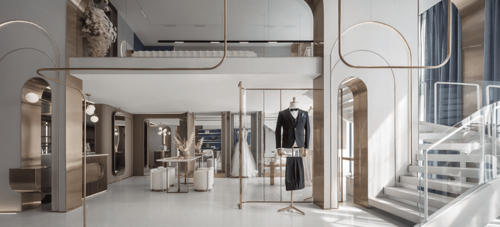 深圳市南山區(qū)蛇口現(xiàn)代輕奢風禮服店裝修設(shè)計-大廳概覽二