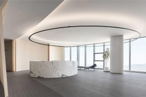 萬庭大廈時尚簡約風(fēng)辦公室裝修案例 前臺接待大廳