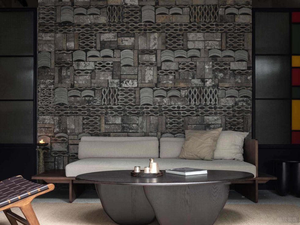 復(fù)古風(fēng)青瓦茶室古典青瓦背景墻裝修設(shè)計(jì)