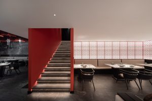 古典新中式火鍋店大理石樓梯裝修設(shè)計(jì)