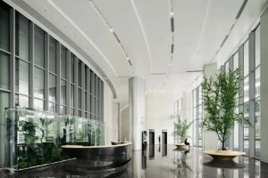 深圳南山月亮灣花園辦公大樓高級現(xiàn)代風(fēng)辦公室裝修案例大堂區(qū)域效果圖