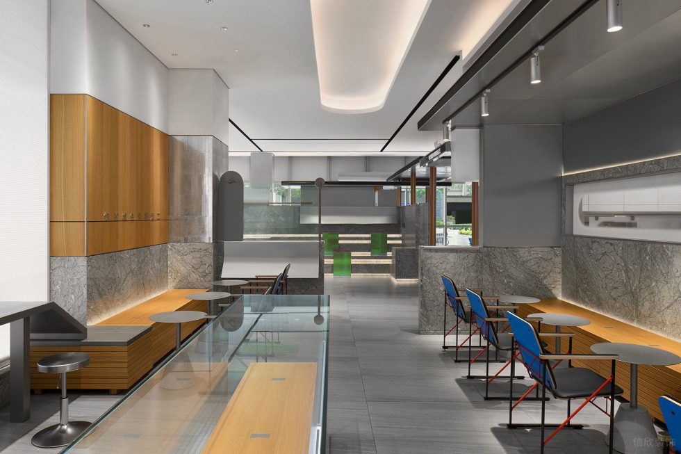 工業(yè)簡約風飲品店座位分部風格裝修設計