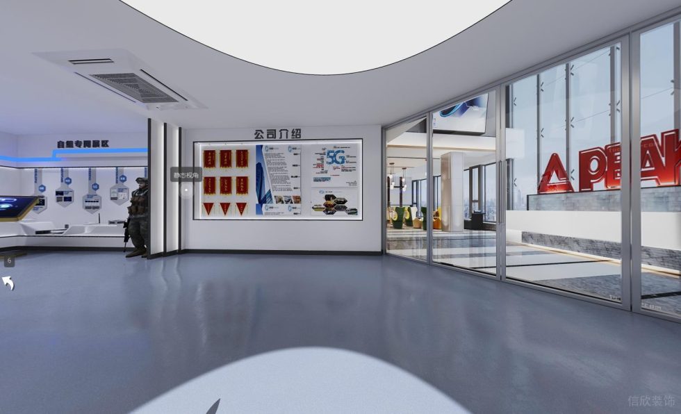 現(xiàn)代風格慧明捷科技公司展廳企業(yè)文化墻裝修設計