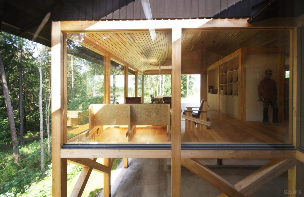 戶外全木結(jié)構(gòu)辦公室裝修設(shè)計(jì) 洽談區(qū)立面圖