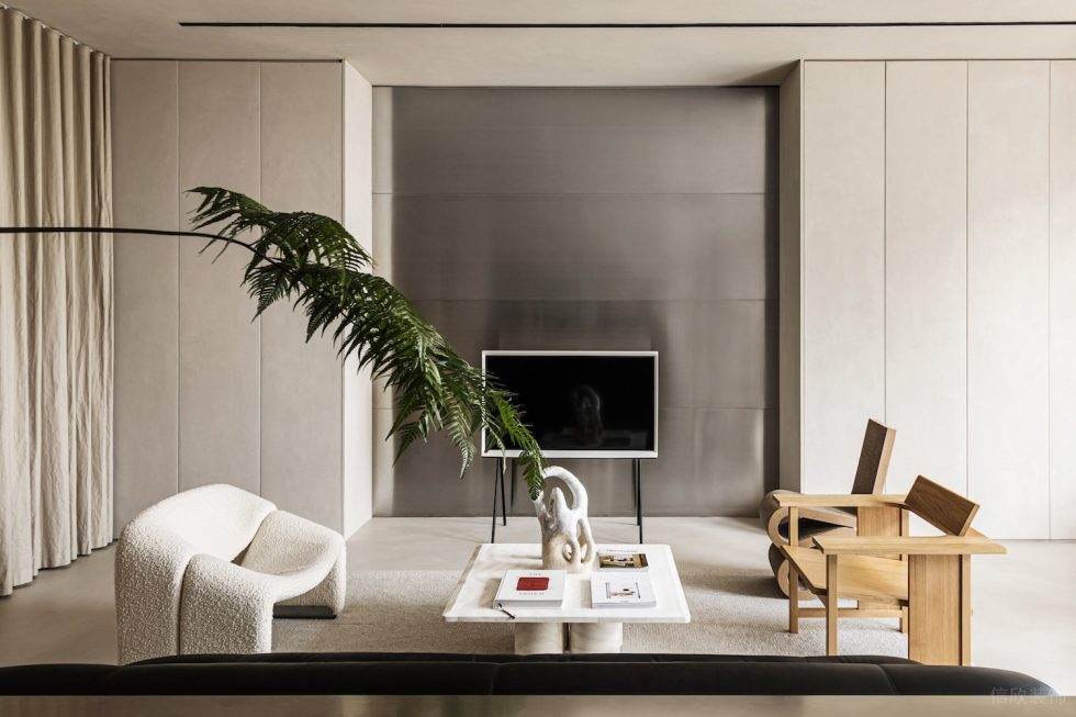 簡(jiǎn)約北歐風(fēng)辦公室裝修設(shè)計(jì) 休息區(qū)不銹鋼磨砂墻面