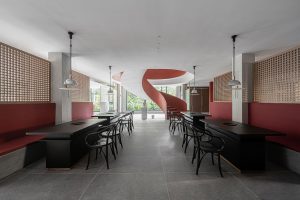 簡約中式風中餐廳對稱式大堂雅座區(qū)裝修設計