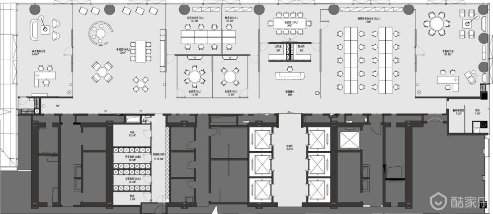 500平方米時尚金屬風(fēng)辦公室裝修設(shè)計 平面布置圖