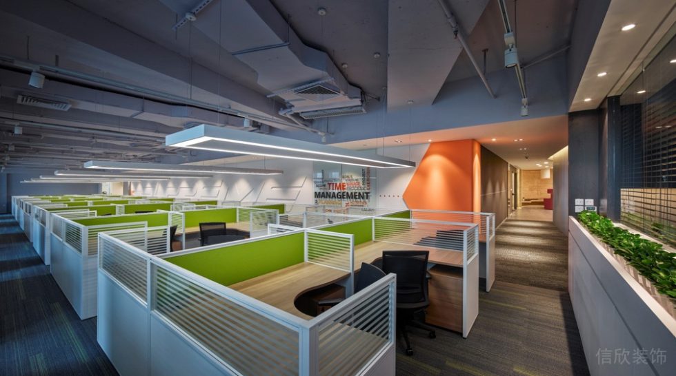 時尚簡約風(fēng)辦公室裝修設(shè)計辦公大廳矩形白色吊燈