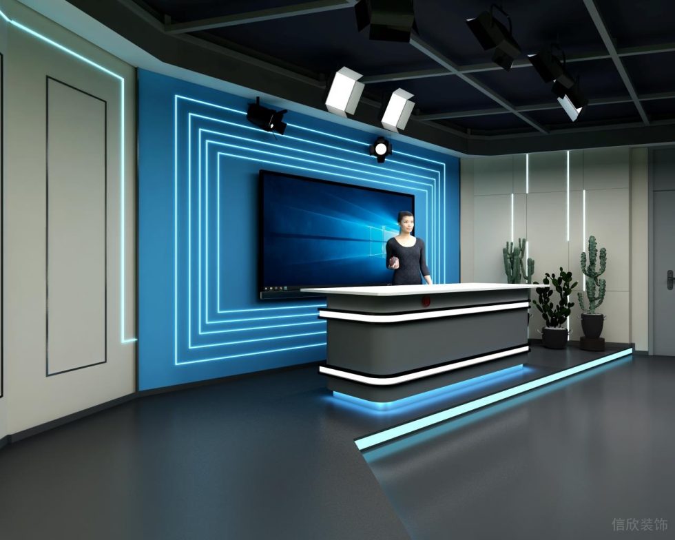 工商銀行現(xiàn)代風(fēng)格直播間直播區(qū)演播臺(tái)