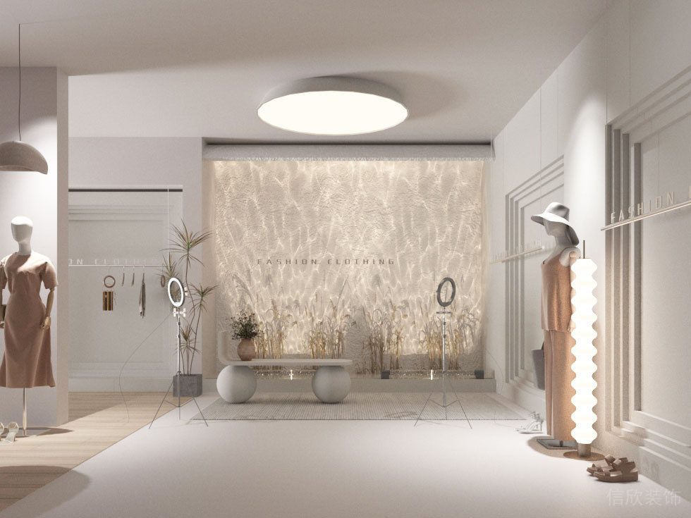 奶油風米黃暖色女裝帶貨直播間裝修設計 奶油風米黃暖色女裝帶貨直播間裝修設計