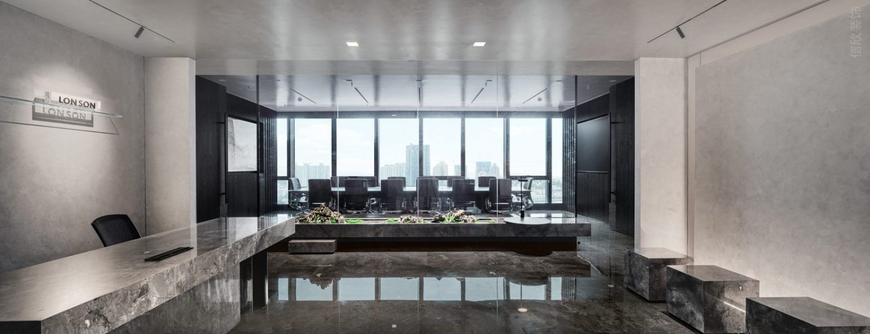 現(xiàn)代輕奢風辦公室裝修設(shè)計 前臺大廳咨詢臺