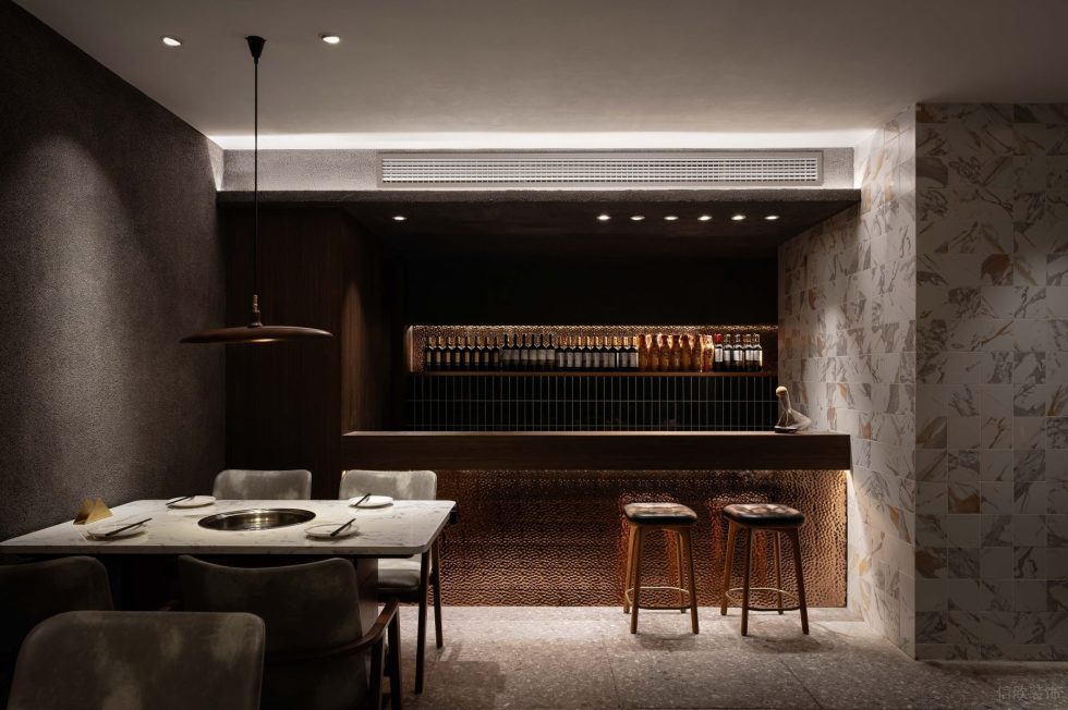 現代輕奢風火鍋店精致吧臺區(qū)設計圖