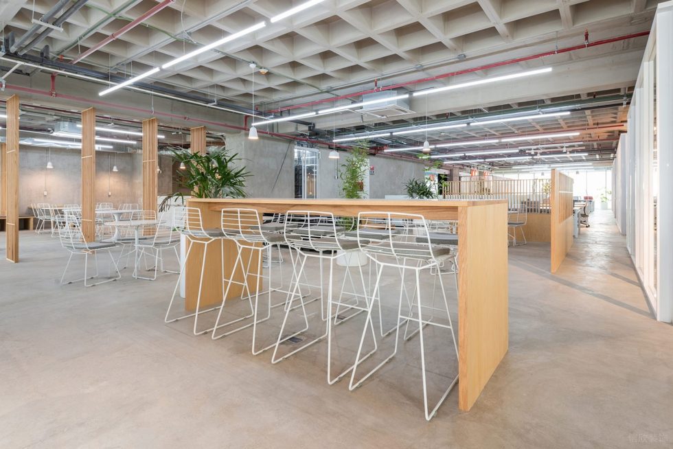 原木工業(yè)風辦公室裝修設計原木色吧臺洽談區(qū) 原木工業(yè)風辦公室裝修設計原木色吧臺洽談區(qū)