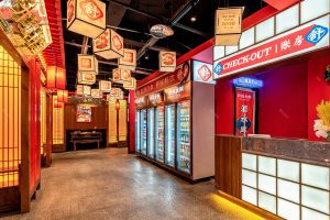 中式經(jīng)典街頭風(fēng)火鍋店方形吊燈設(shè)計(jì)效果圖