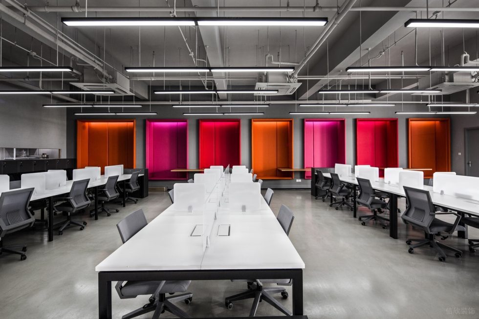 混搭時尚工業(yè)風辦公室裝修設(shè)計混搭色工作區(qū)效果圖