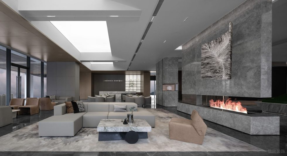 簡約低奢風(fēng)城市文化展廳裝修方案 前臺(tái)大廳區(qū)域