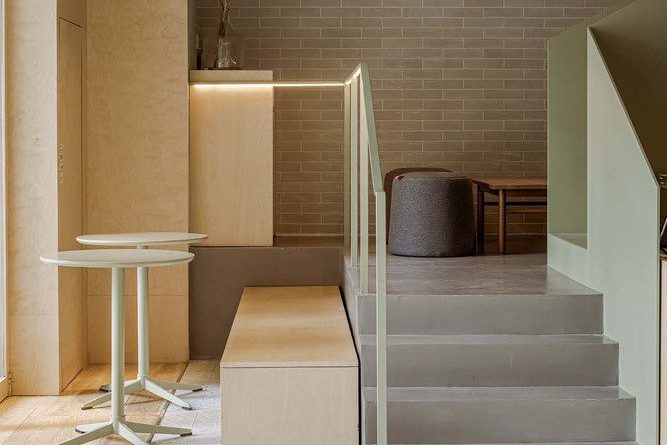 中式簡約風(fēng)飲品店青磚墻配綠植裝修設(shè)計圖