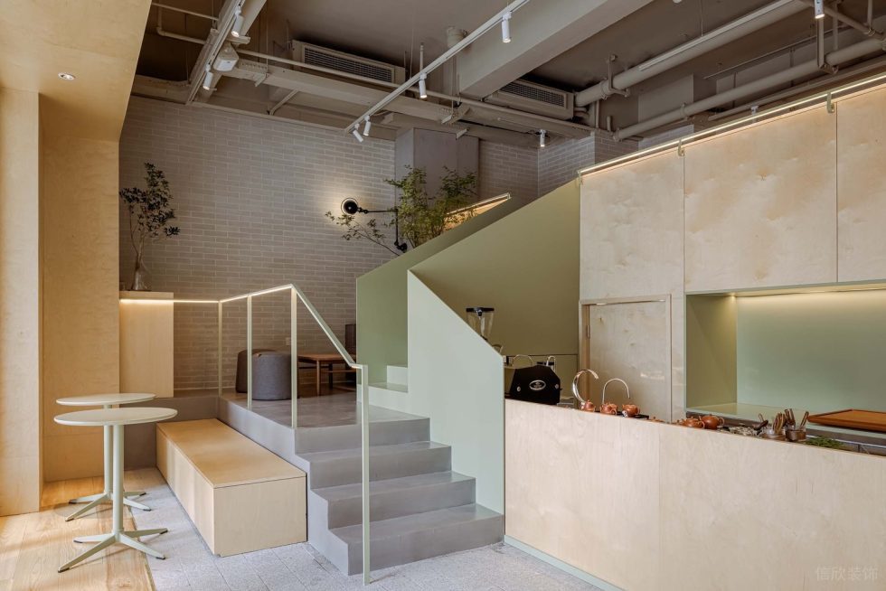 中式簡約風(fēng)飲品店原木色木紋操作臺設(shè)計圖