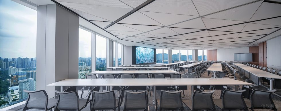 高級(jí)灰現(xiàn)代簡(jiǎn)約風(fēng)辦公室裝修設(shè)計(jì)灰白色培訓(xùn)室