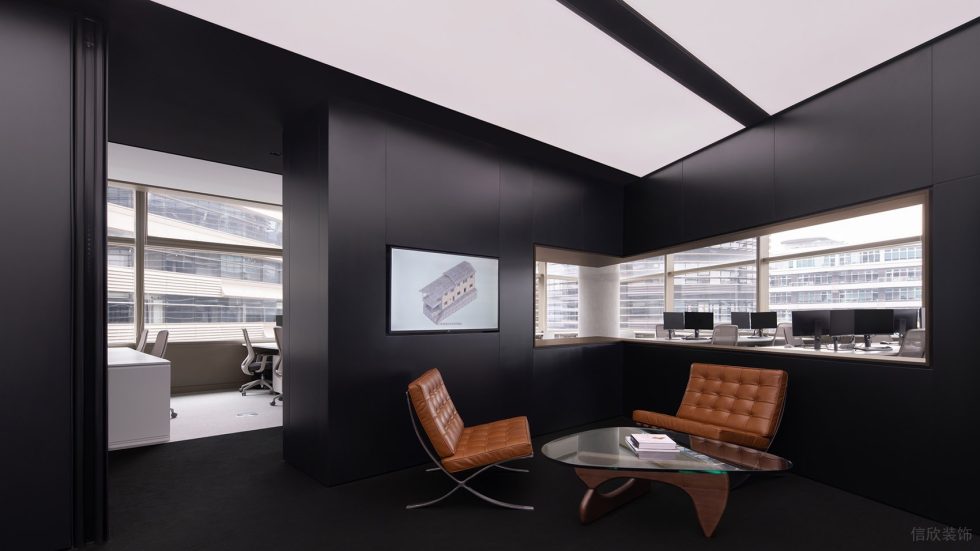黑白色極簡風辦公室裝修設計黑色休閑接待區(qū) 黑白色極簡風辦公室裝修設計黑色休閑接待區(qū)